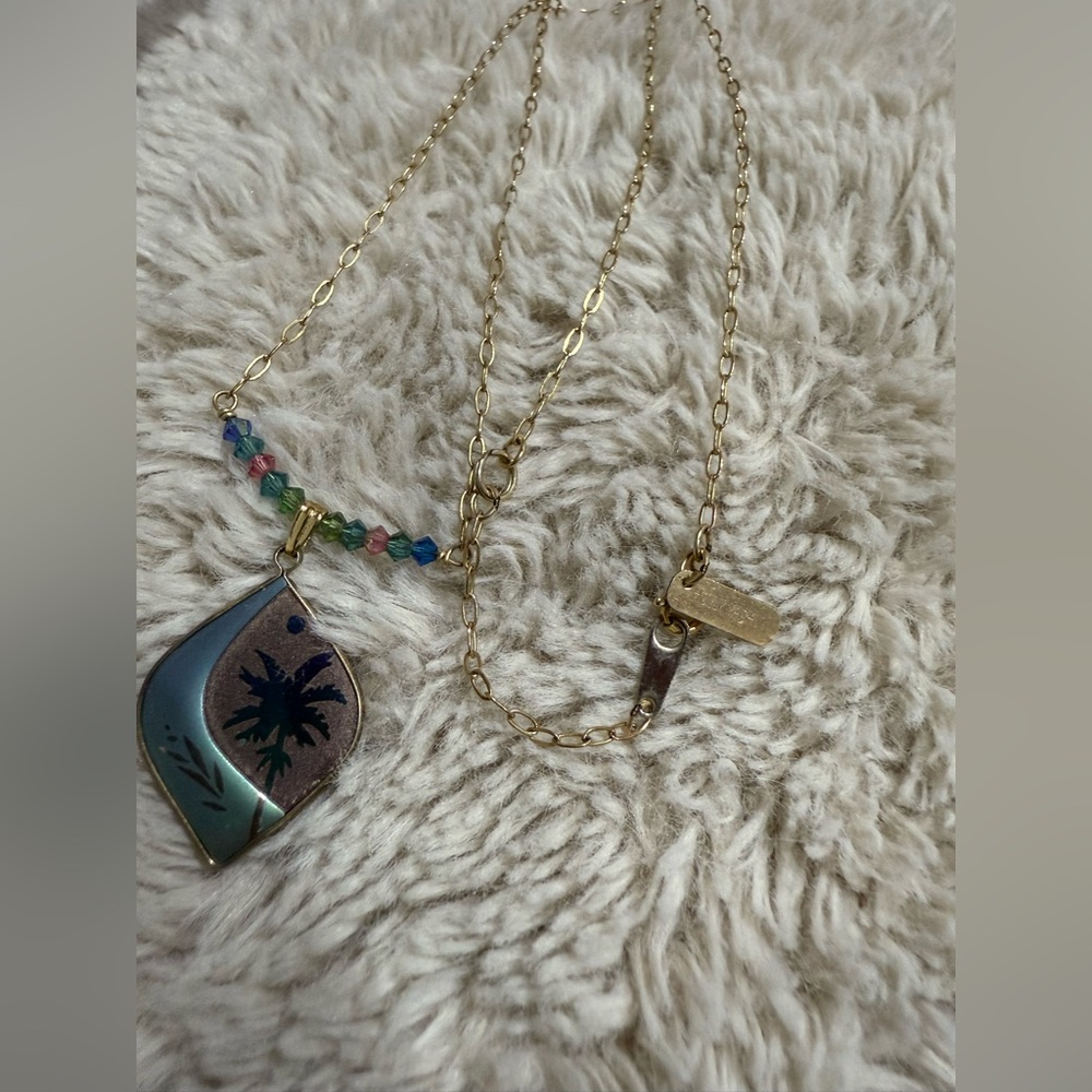Holly Yashi Gold Tone Rhodium Multi Colored Beads Pendant Necklace